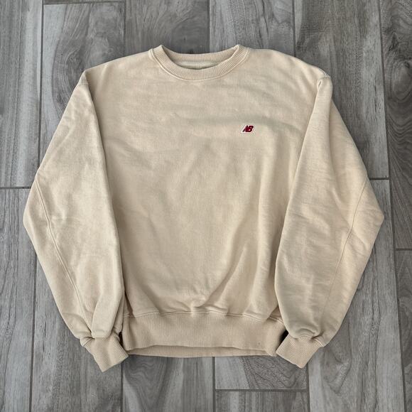 New Balance Men's Made in USA Core Crewneck Sweatshirt MT21541NBY Cream Men Sz M - Picture 1 of 9